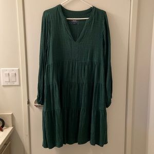 Anthropologie Emerald Green Tiered Dress size L